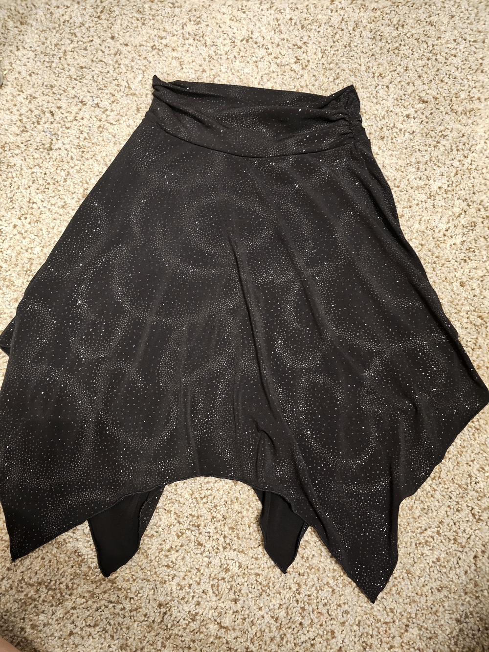 Speechless Black Asymmetrical Sparkle Handkerchief Skirt